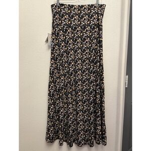 NEW LuLaRoe Maxi Skirt XL Black Floral Stretch Long Women Strapless dress Option